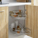 NNEVL 2-Tier Kitchen Wire Basket Silver 180 Degree 75x38x80 cm-0