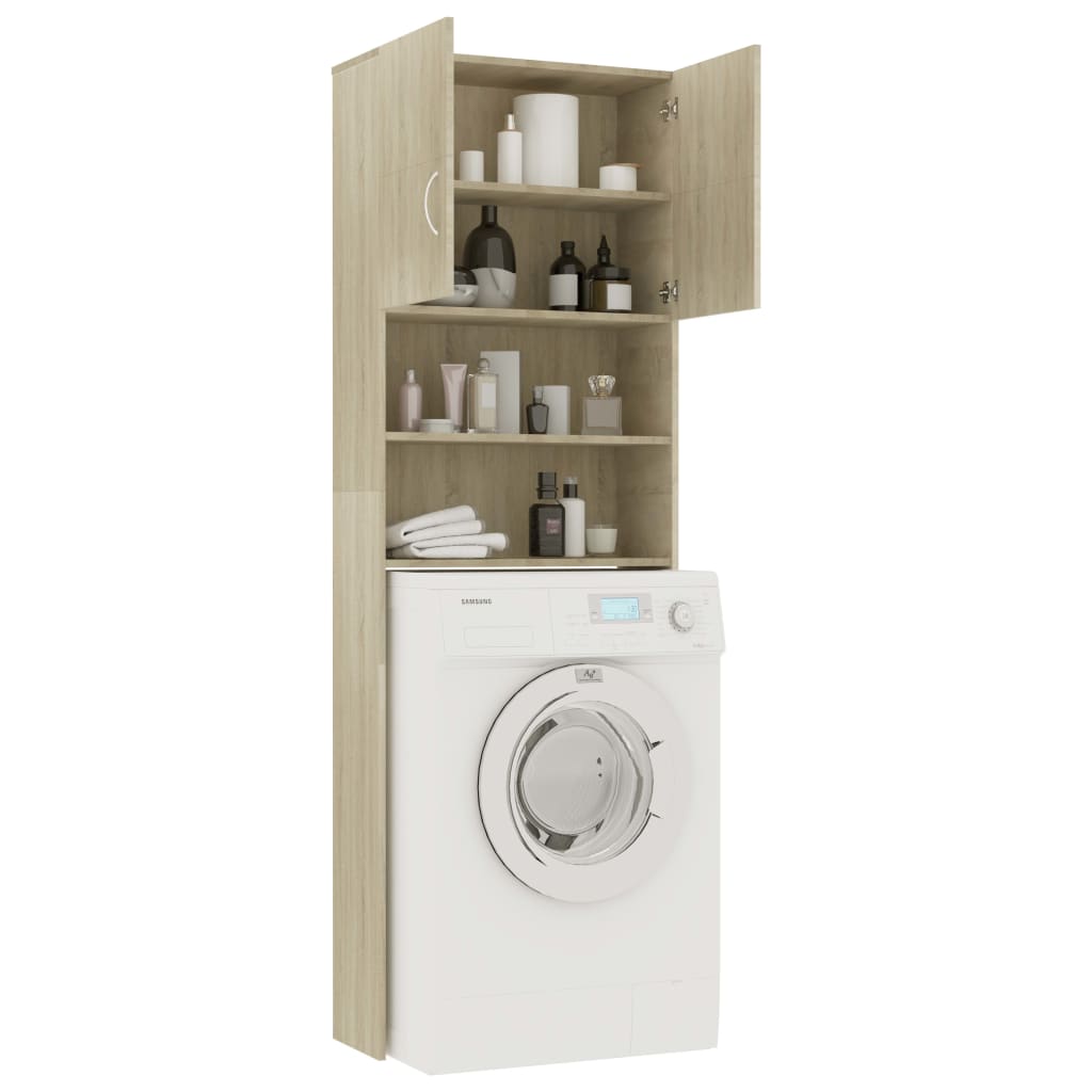 NNEVL Washing Machine Cabinet Sonoma Oak 64x25.5x190 cm Chipboard-3