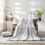 DaDa Bedding Dreamy Milky Way Faux Fur Throw Blanket – Cozy, Plush & Reversible, Cloud White & Purple