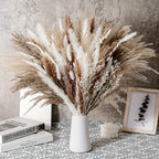 50-Piece Real Touch Dried Flower Set – Natural Rabbit Tail Reed Arrangement | Luxury Pampas & Dried Grass Home Décor