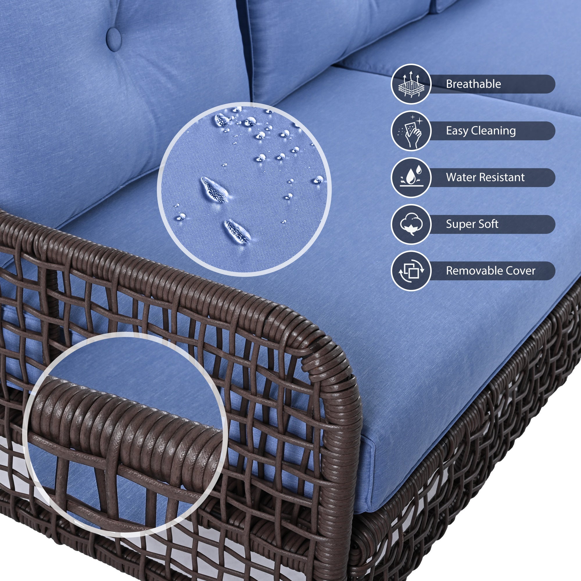 Luxury 4-Piece Outdoor Patio Furniture Set – Wicker Sofa & Swivel Chairs