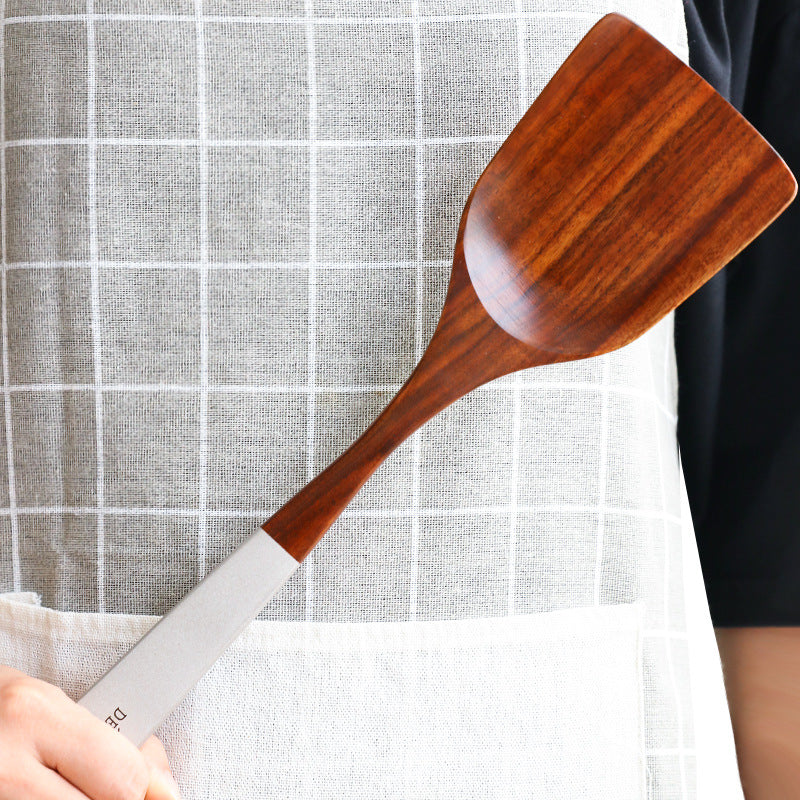 Handcrafted Teak Wooden Kitchen Utensil Set – Eco-Friendly Colorful Lacquer Handles (5/7 Pieces)