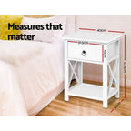 NNEDSZ Artiss 2 X Bedside Table 1 Drawer with Shelf - EMMA White-1