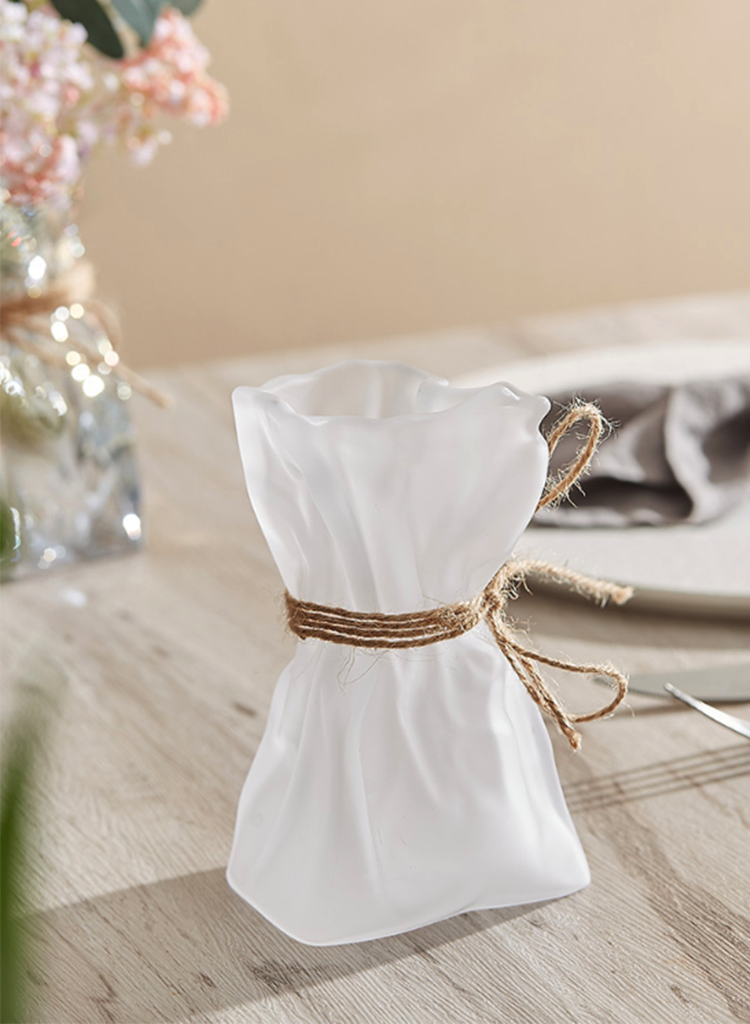 Wrinkled Glass Vase with Twine – Holographic / Frosted / Clear Finish-6