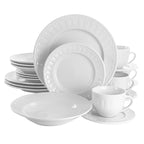 Elama Charlotte 20 Piece Porcelain Dinnerware Set in White-0
