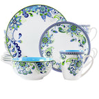 Elama Blue Fiesta 16 Piece Round Porcelain Dinnerware Set-0