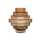 Amber Ribbed Glass Vase – Modern Sculptural Home Décor