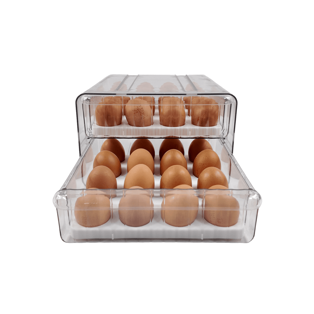 Two-Level Egg Organiser Drawer – Secure & Efficient Fridge Storage-0
