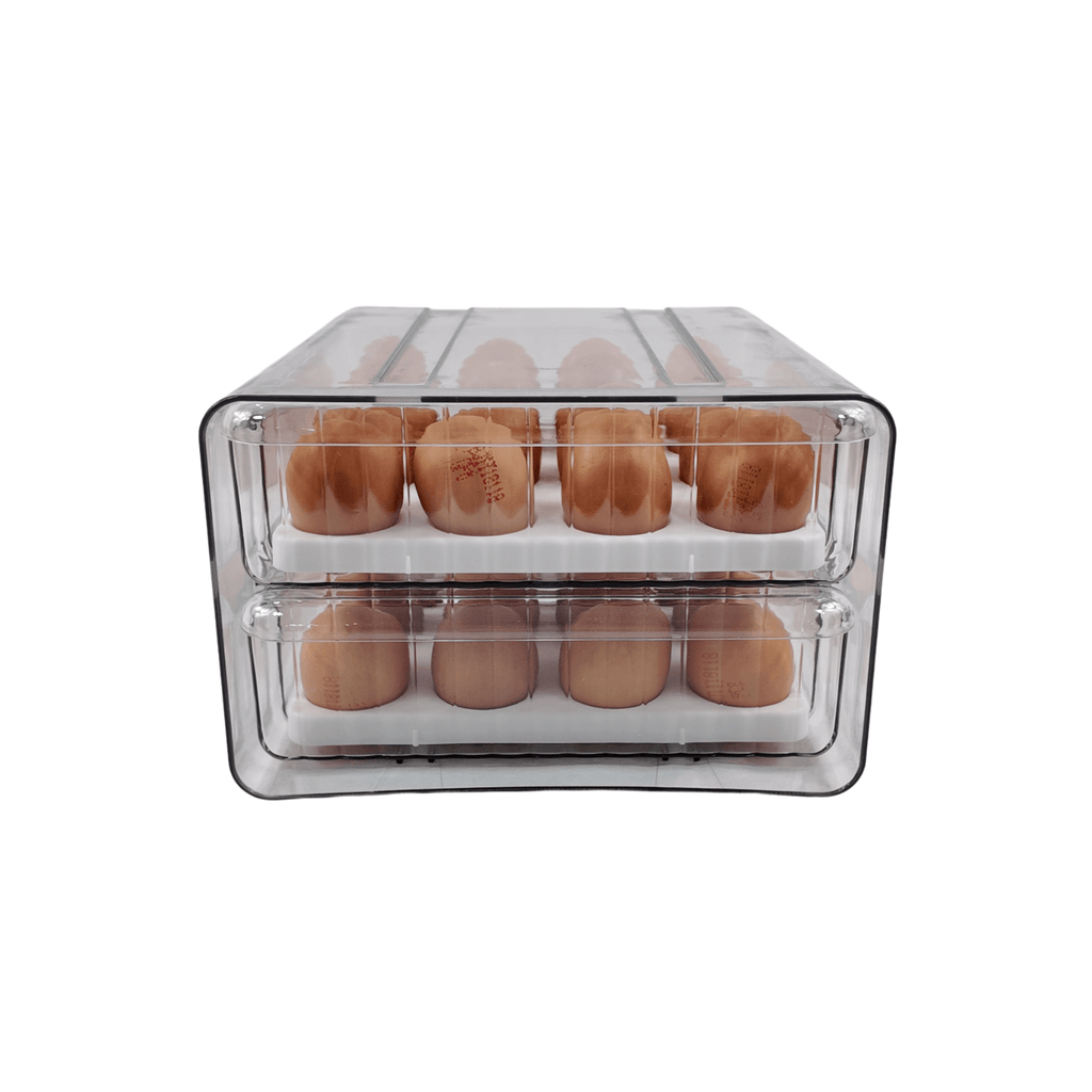Two-Level Egg Organiser Drawer – Secure & Efficient Fridge Storage-1