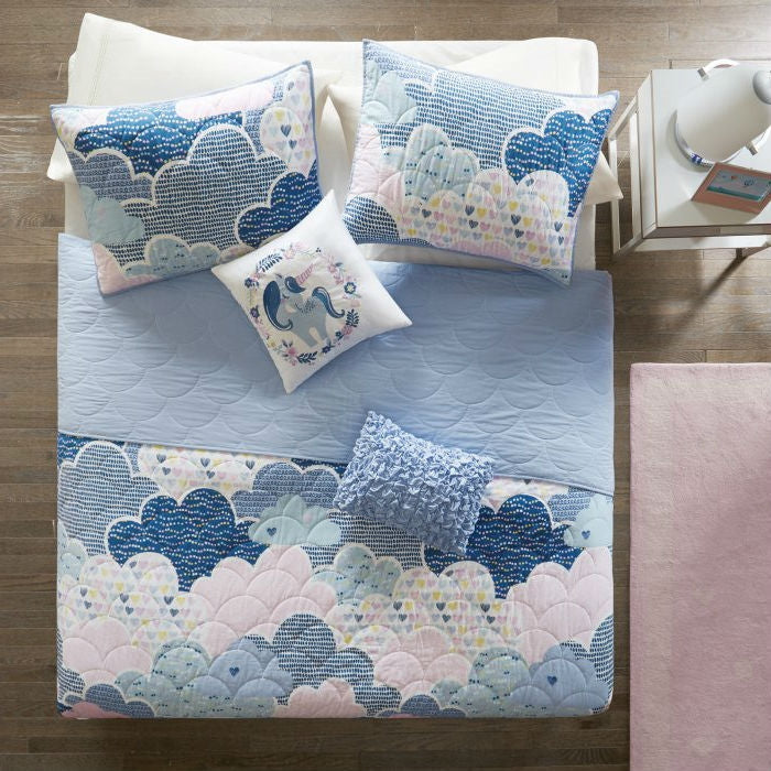 Kids Unicorn Clouds Quilt Coverlet Bedspread Set – Double/Queen Size