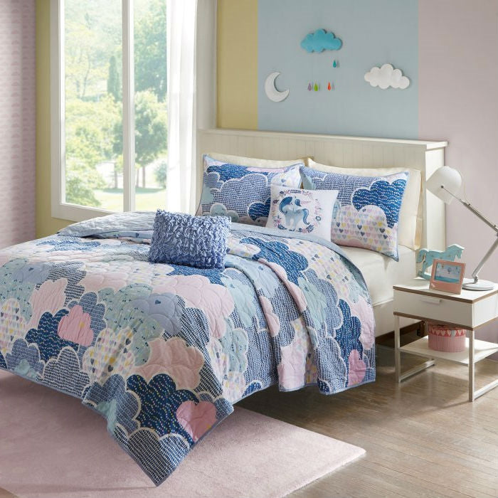 Kids Unicorn Clouds Quilt Coverlet Bedspread Set – Double/Queen Size
