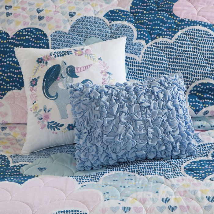 Kids Unicorn Clouds Quilt Coverlet Bedspread Set – Double/Queen Size