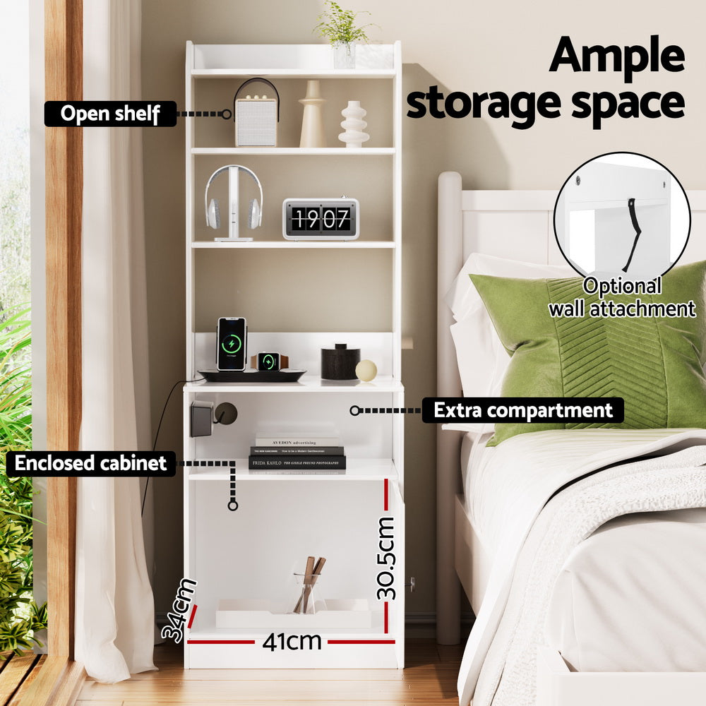 NNEDSZ Artiss Bedside Table Nightstand Charging Station-3