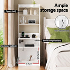 NNEDSZ Artiss Bedside Table Nightstand Charging Station-3