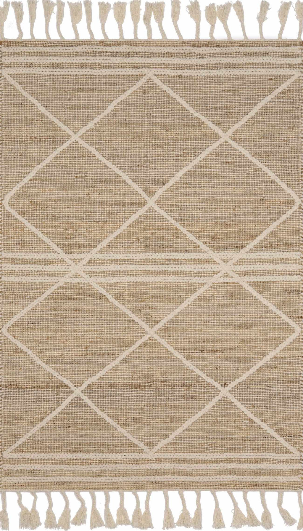 Handwoven Jute & Wool Rug – Bohemian Transitional Style, Cream & Tan