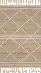 Handwoven Jute & Wool Rug – Bohemian Transitional Style, Cream & Tan