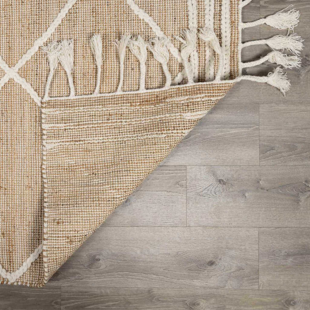Handwoven Jute & Wool Rug – Bohemian Transitional Style, Cream & Tan