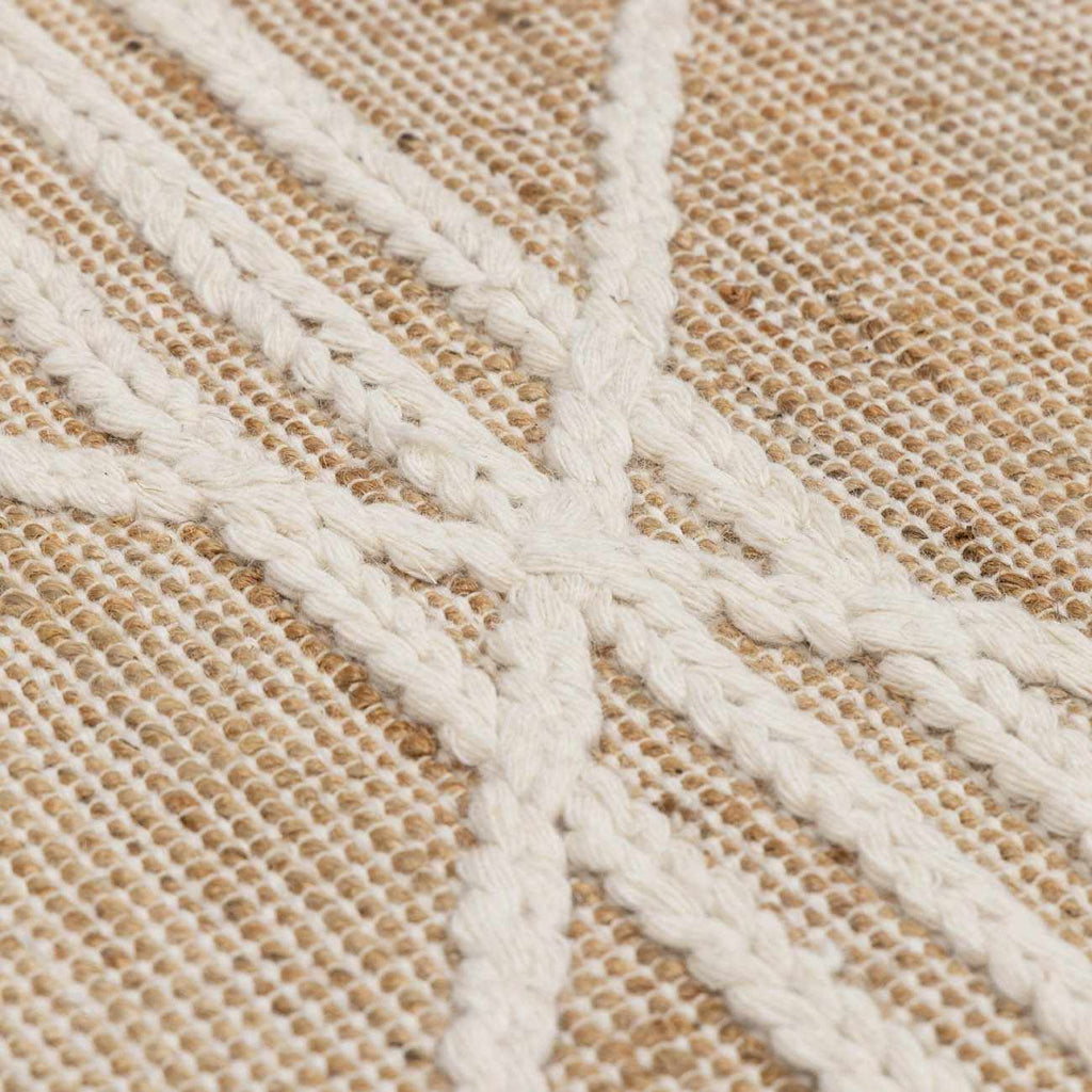 Handwoven Jute & Wool Rug – Bohemian Transitional Style, Cream & Tan