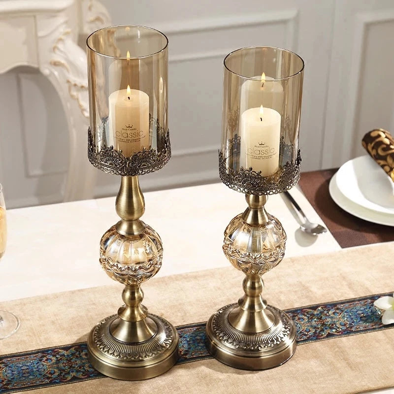 Luxury European Crystal & Metal Candle Holders – Vintage Elegant Design