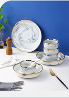 Luxury Blue & White Dinnerware Sets with Double-Sided Gilt Rims – Timeless Elegance WHIMSICAL HOME OF CREATIONS