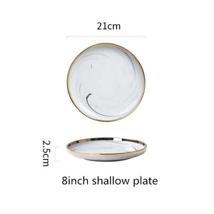Luxury Blue & White Dinnerware Sets with Double-Sided Gilt Rims – Timeless Elegance