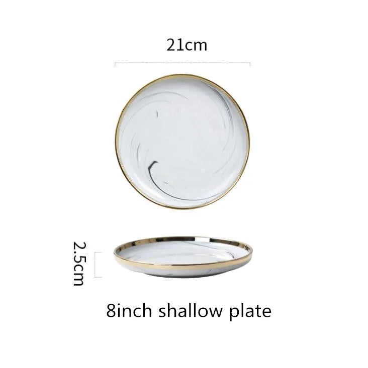 Luxury Blue & White Dinnerware Sets with Double-Sided Gilt Rims – Timeless Elegance