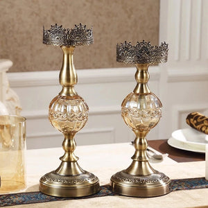 Luxury European Crystal & Metal Candle Holders – Vintage Elegant Design