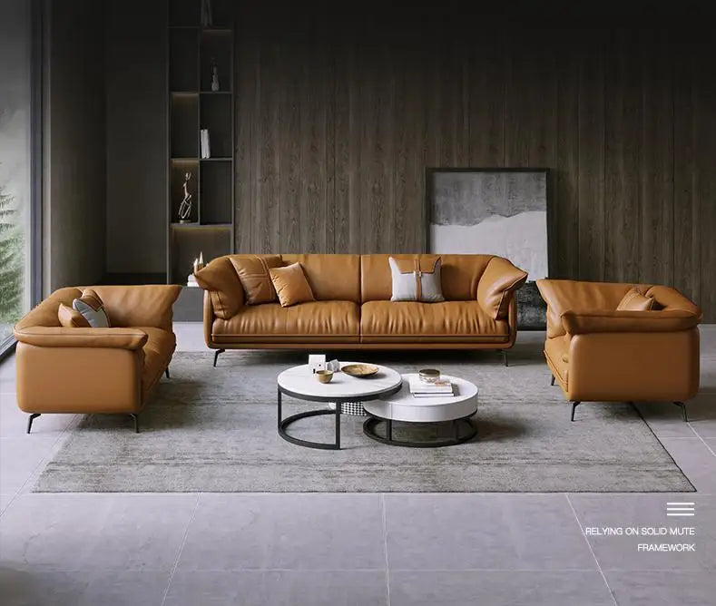 Luxe Leather Statement Sofa – Timeless Elegance and comfort in Every Detail