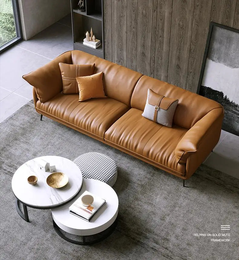 Luxe Leather Statement Sofa – Timeless Elegance and comfort in Every Detail