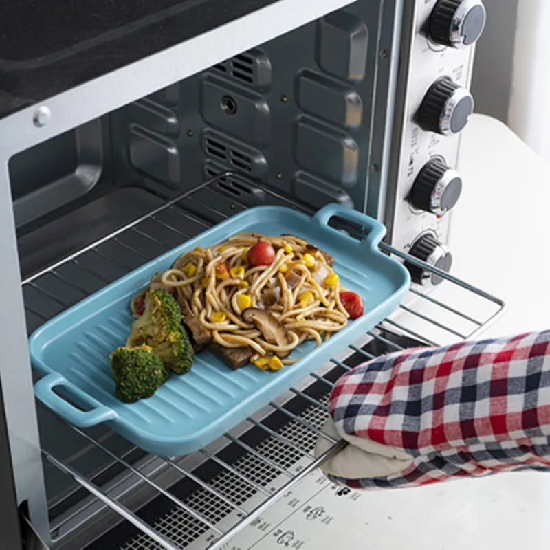 Nordic Rectangular Ceramic Baking Dish – Health-Conscious Elegance WHIMSICAL HOME OF CREATIONS