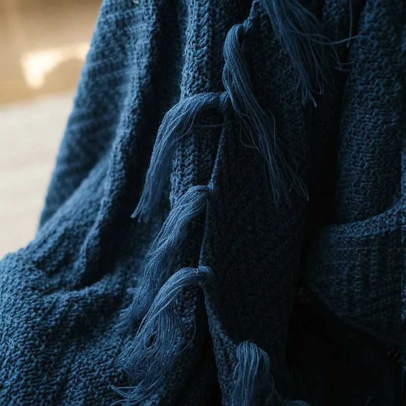 Vintage Charm Knitted Throw – Spring & Autumn Comfort