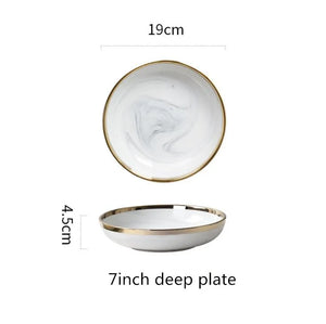 Luxury Blue & White Dinnerware Sets with Double-Sided Gilt Rims – Timeless Elegance