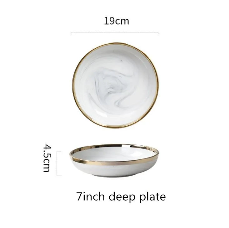 Luxury Blue & White Dinnerware Sets with Double-Sided Gilt Rims – Timeless Elegance