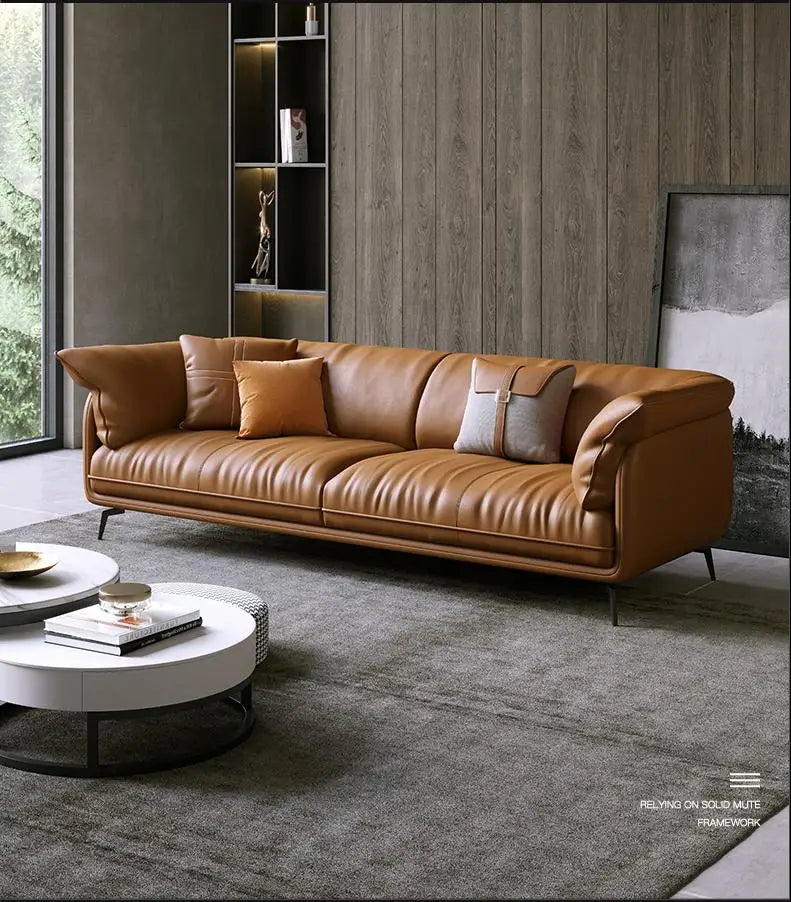 Luxe Leather Statement Sofa – Timeless Elegance and comfort in Every Detail