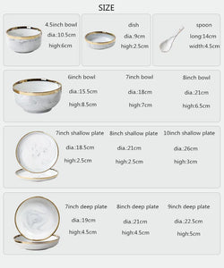Luxury Blue & White Dinnerware Sets with Double-Sided Gilt Rims – Timeless Elegance
