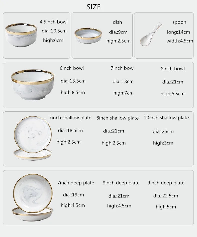Luxury Blue & White Dinnerware Sets with Double-Sided Gilt Rims – Timeless Elegance