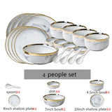 Luxury Blue & White Dinnerware Sets with Double-Sided Gilt Rims – Timeless Elegance