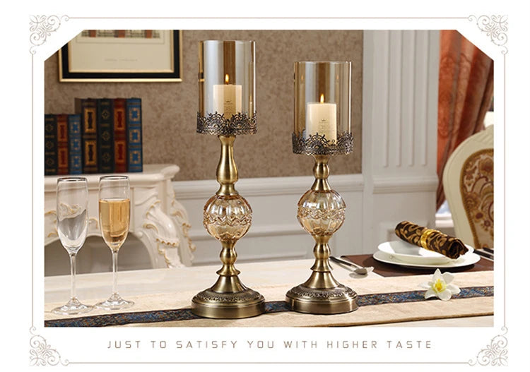 Luxury European Crystal & Metal Candle Holders – Vintage Elegant Design