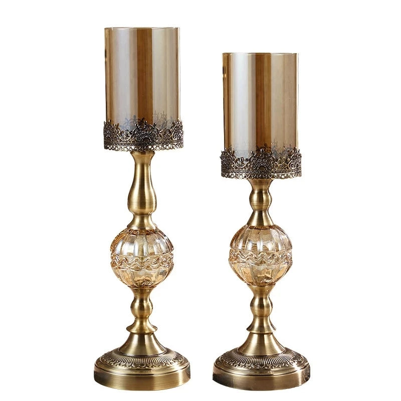 Luxury European Crystal & Metal Candle Holders – Vintage Elegant Design