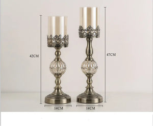 Luxury European Crystal & Metal Candle Holders – Vintage Elegant Design