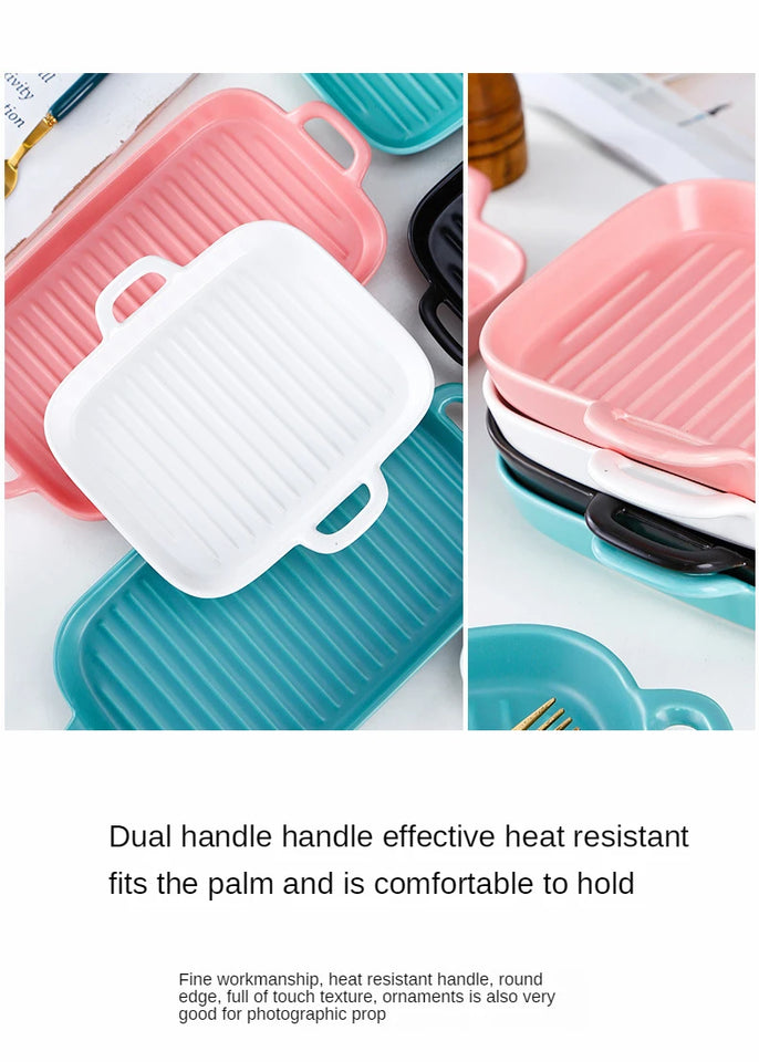 Nordic Rectangular Ceramic Baking Dish – Health-Conscious Elegance