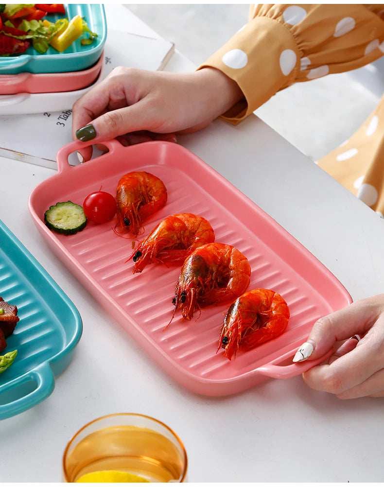 Nordic Rectangular Ceramic Baking Dish – Health-Conscious Elegance WHIMSICAL HOME OF CREATIONS