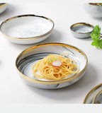 Luxury Blue & White Dinnerware Sets with Double-Sided Gilt Rims – Timeless Elegance