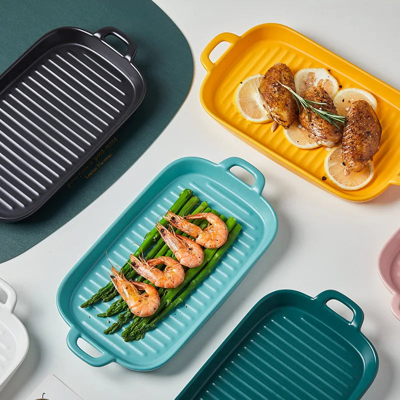 Nordic Rectangular Ceramic Baking Dish – Health-Conscious Elegance