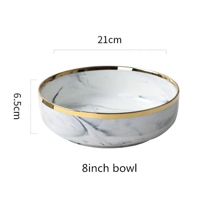 Luxury Blue & White Dinnerware Sets with Double-Sided Gilt Rims – Timeless Elegance