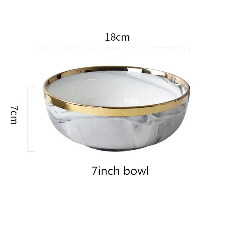 Luxury Blue & White Dinnerware Sets with Double-Sided Gilt Rims – Timeless Elegance