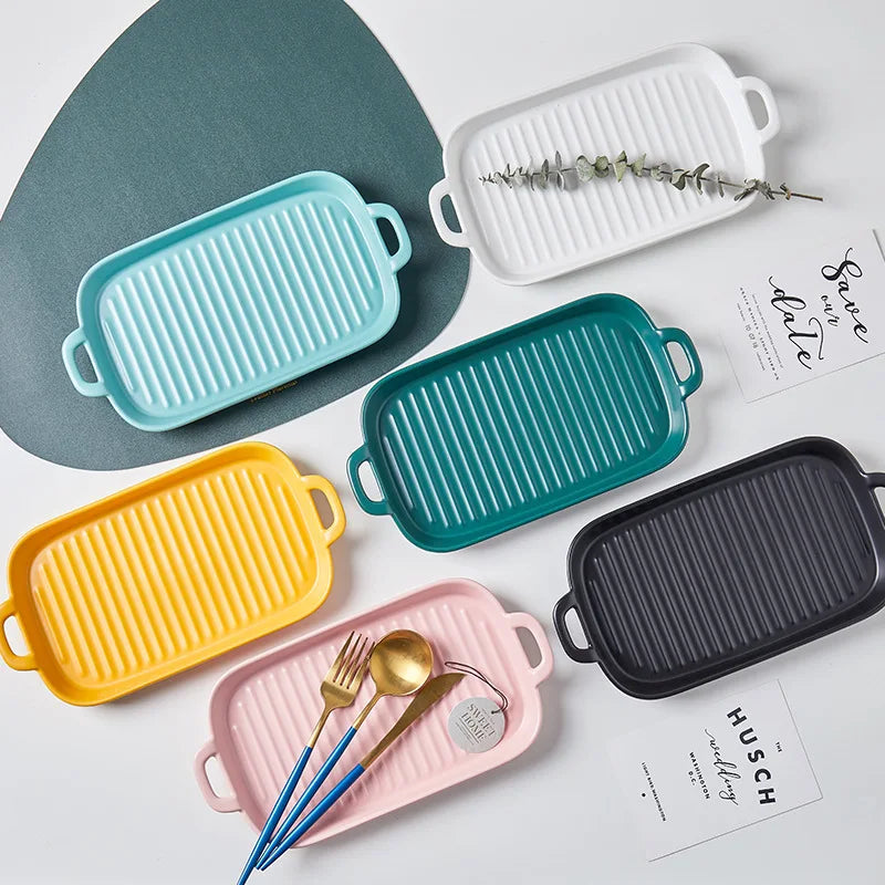 Nordic Rectangular Ceramic Baking Dish – Health-Conscious Elegance WHIMSICAL HOME OF CREATIONS