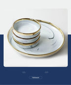 Luxury Blue & White Dinnerware Sets with Double-Sided Gilt Rims – Timeless Elegance WHIMSICAL HOME OF CREATIONS