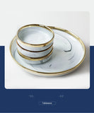 Luxury Blue & White Dinnerware Sets with Double-Sided Gilt Rims – Timeless Elegance