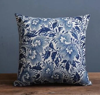 Hamptons Style Vintage Blue Cotton Linen Pillow Covers